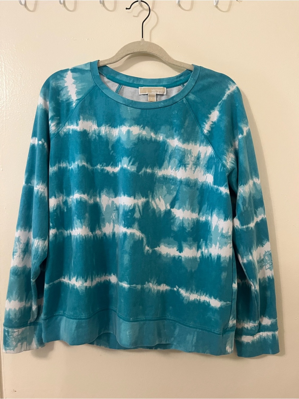 Michael Kors Teal Tie Dye Crewneck Top Size Large
